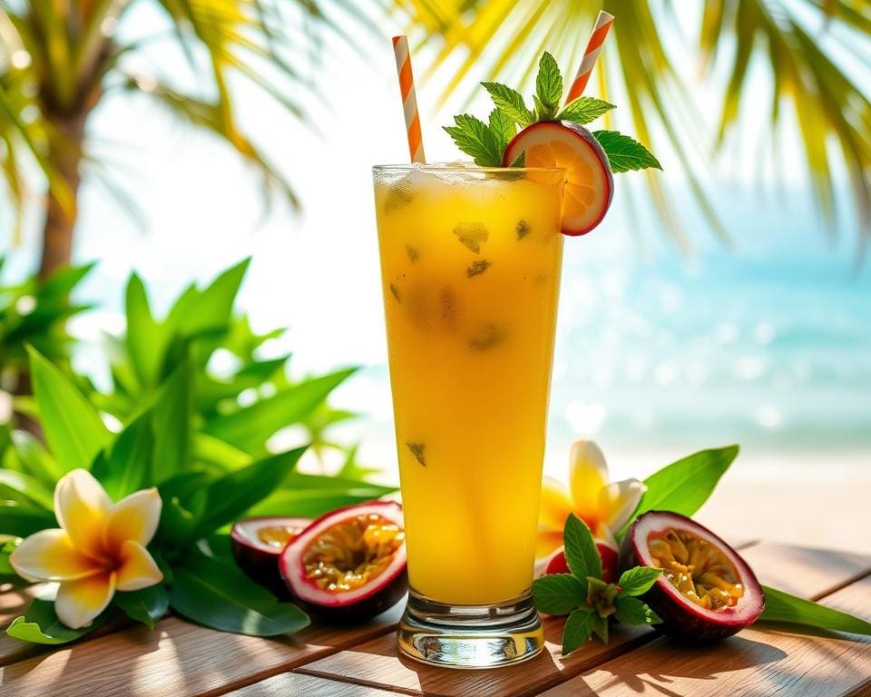 Tropische passievrucht-mocktail voor warme dagen