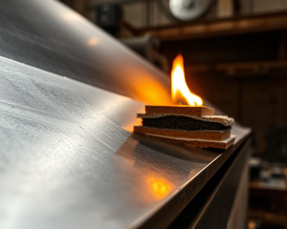 Hoe beschermt een brandwerende laag staal bij brandbelasting?